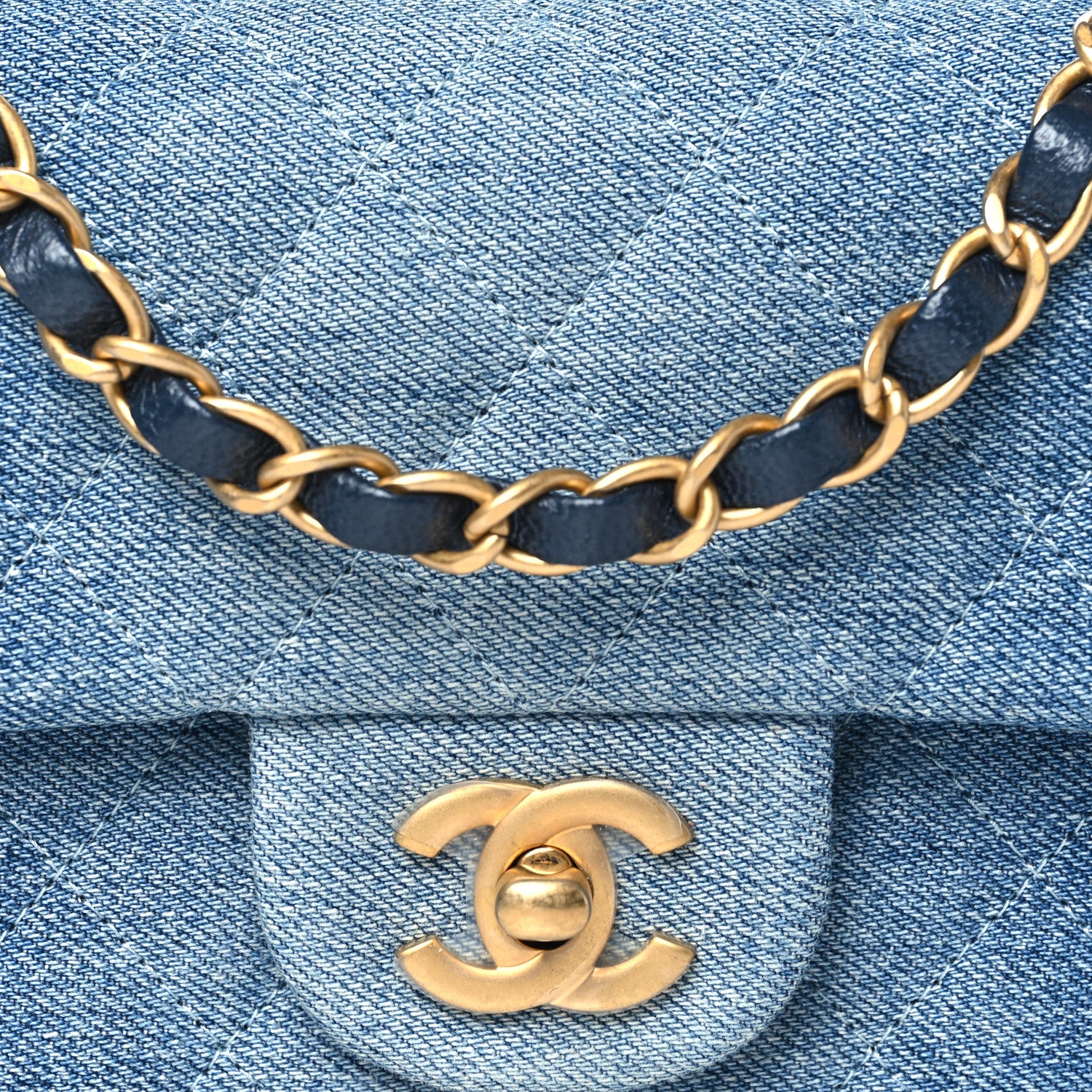 Chanel Washed Denim Quilted Mini Rectangular Flap Blue 8 of 11
