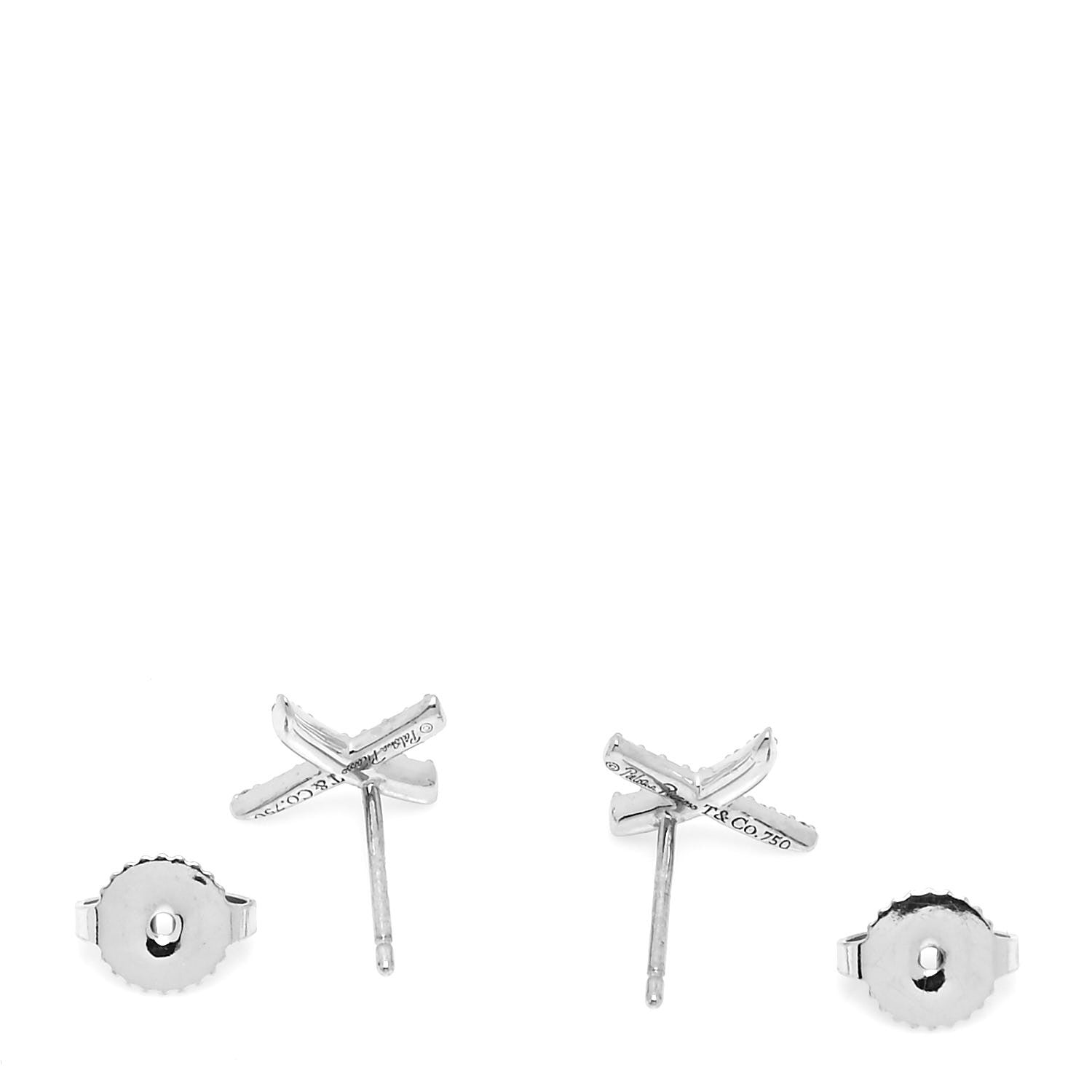 Tiffany 18K White Gold Diamond Paloma Picasso X Earrings 3 of 4