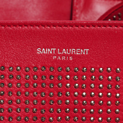 Saint Laurent Calfskin Suede Stud Reversible Shopper Tote Red 6 of 9
