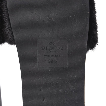 Valentino Garavani Mink Fur Rockstud Slide Sandals 39.5 Black 8 of 9