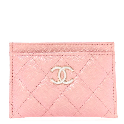 Chanel Iridescent Caviar Quilted Card Holder Rose Pink 1 of 9