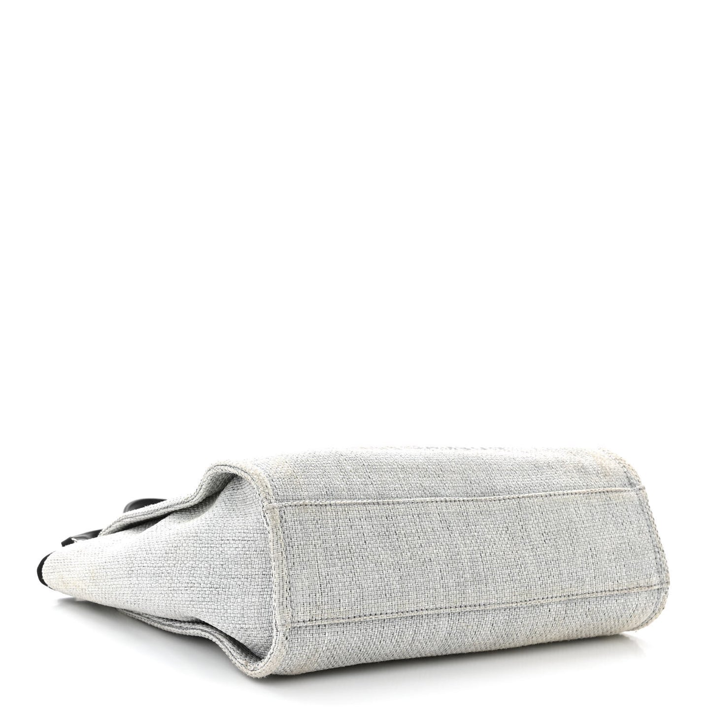 Woven Straw Raffia Small Deauville Tote Grey