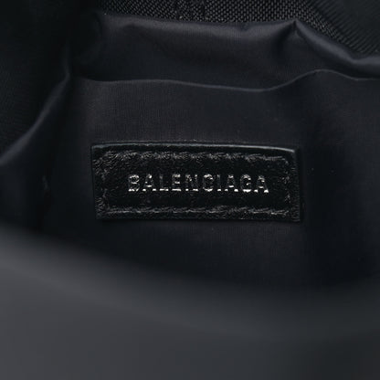 Balenciaga Recycled Sport Nylon Logo Embroidered Wheel Drawstring Bucket Bag Black White 8 of 10