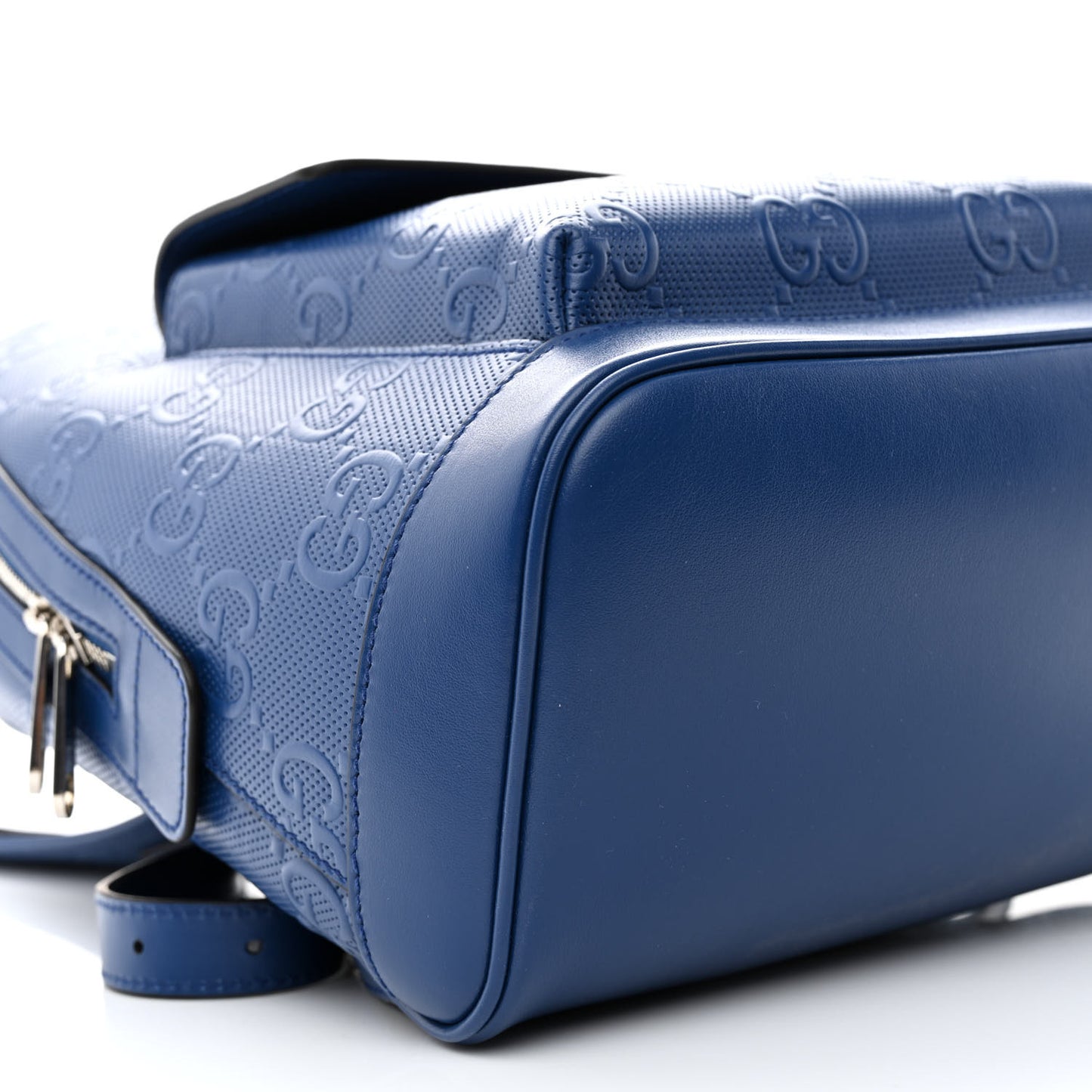 Calfskin GG Tennis Embossed Backpack Intense Metal Blue Black