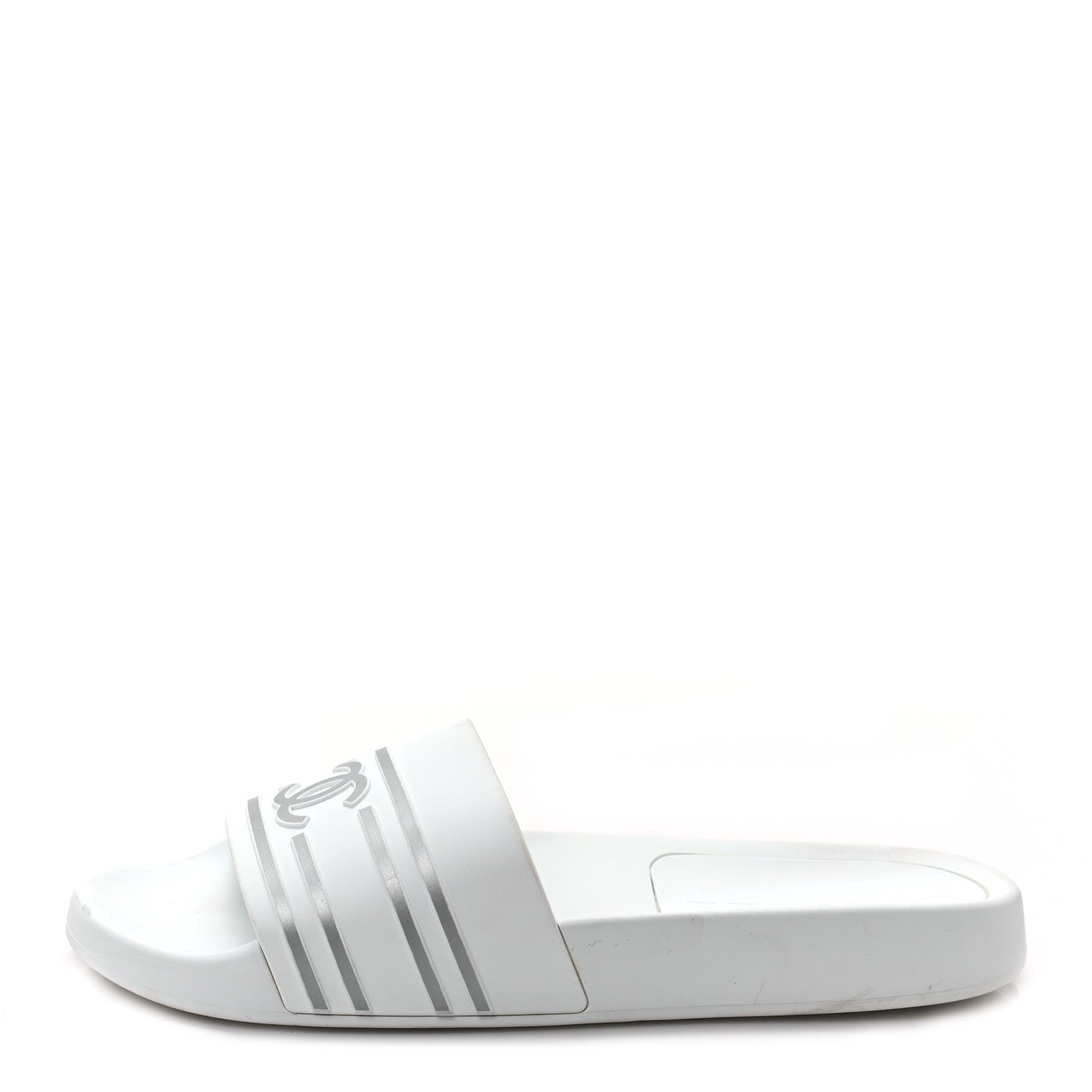 Chanel Rubber CC Flat Slide Sandals 41 White 1237972 – FASHIONPHILE