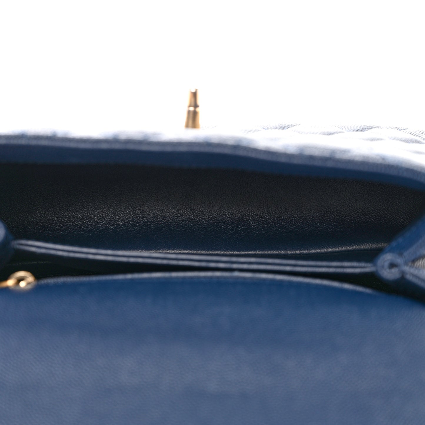 Caviar Quilted Lizard Embossed Mini Coco Handle Flap Navy Blue