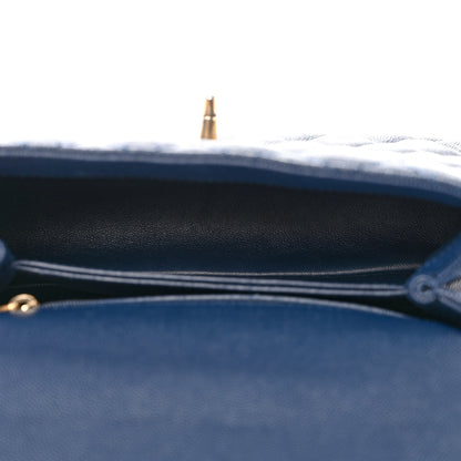 Chanel Caviar Quilted Lizard Embossed Mini Coco Handle Flap Navy Blue 5 of 11