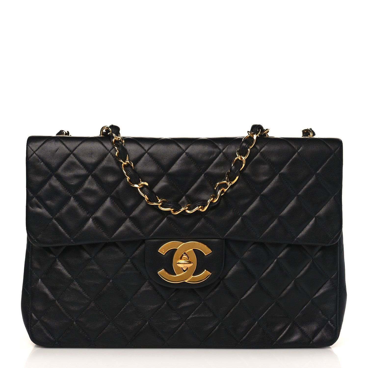 Chanel Lambskin Quilted XL Jumbo Single Flap Black 1 of 10