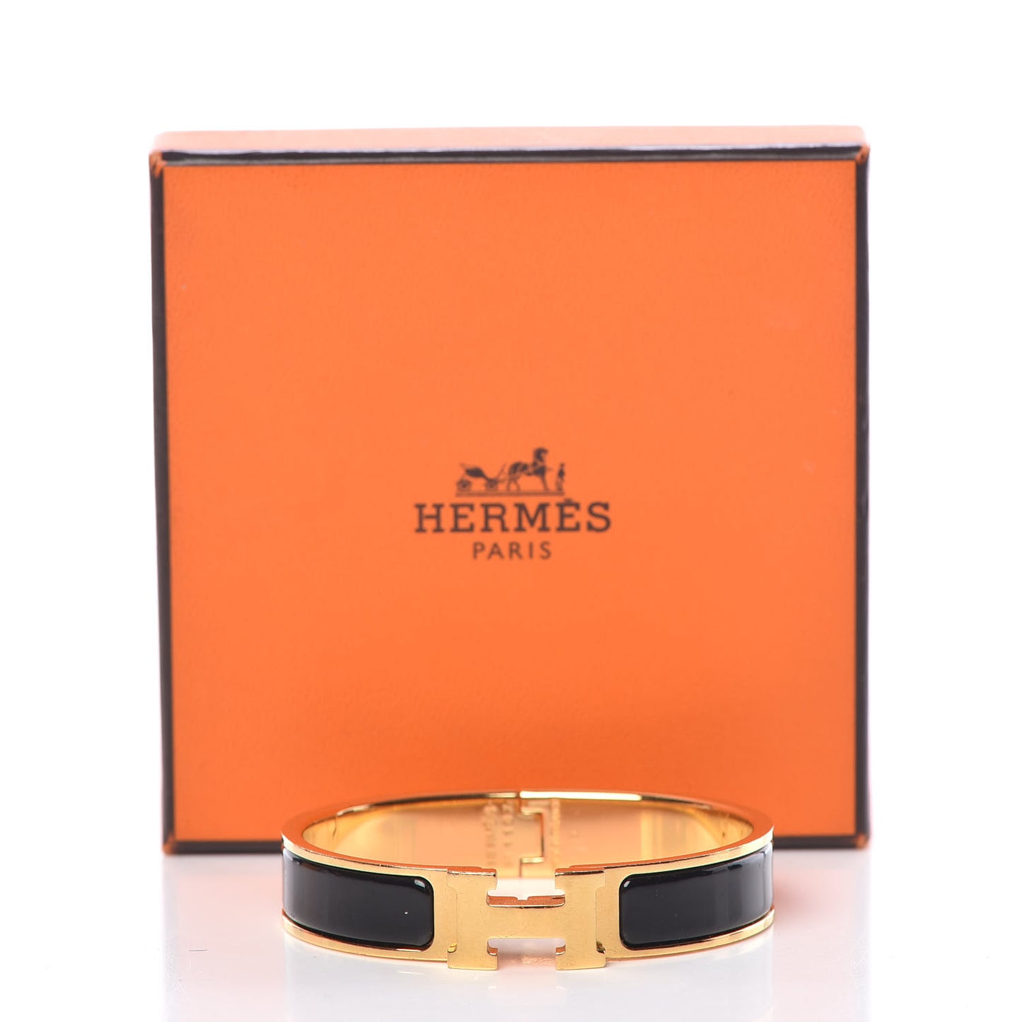 Enamel Narrow Clic Clac H Bracelet PM Black