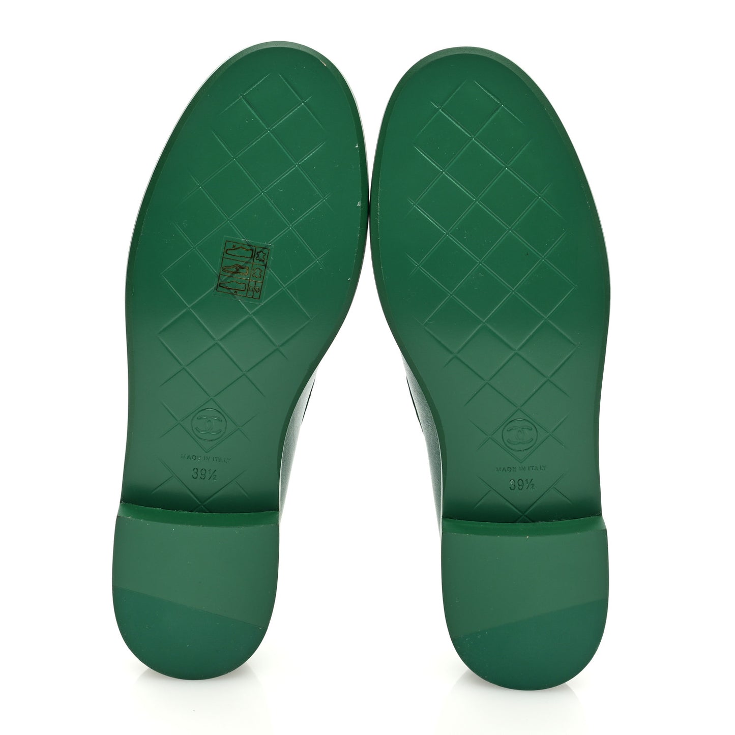 Lambskin Quilted CC Turnlock Loafers 39.5 Green