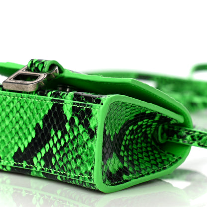 Balenciaga Shiny Calfskin Python Effect Hourglass Top Handle Bag Mini Fluo Green Black 9 of 10