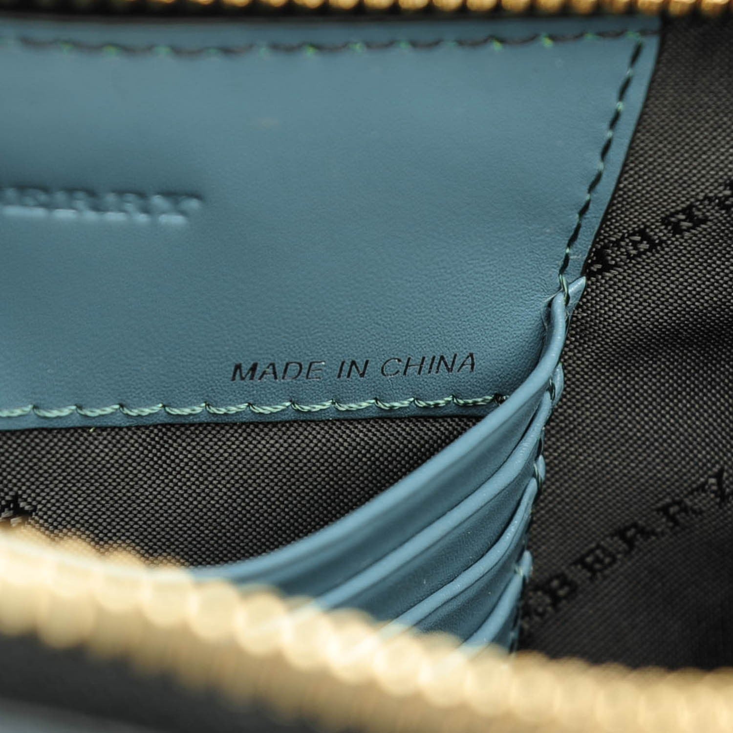 Burberry Signature Grain Calfskin Check Embossed Peyton Crossbody Clutch Bag Celadon Blue 7 of 8