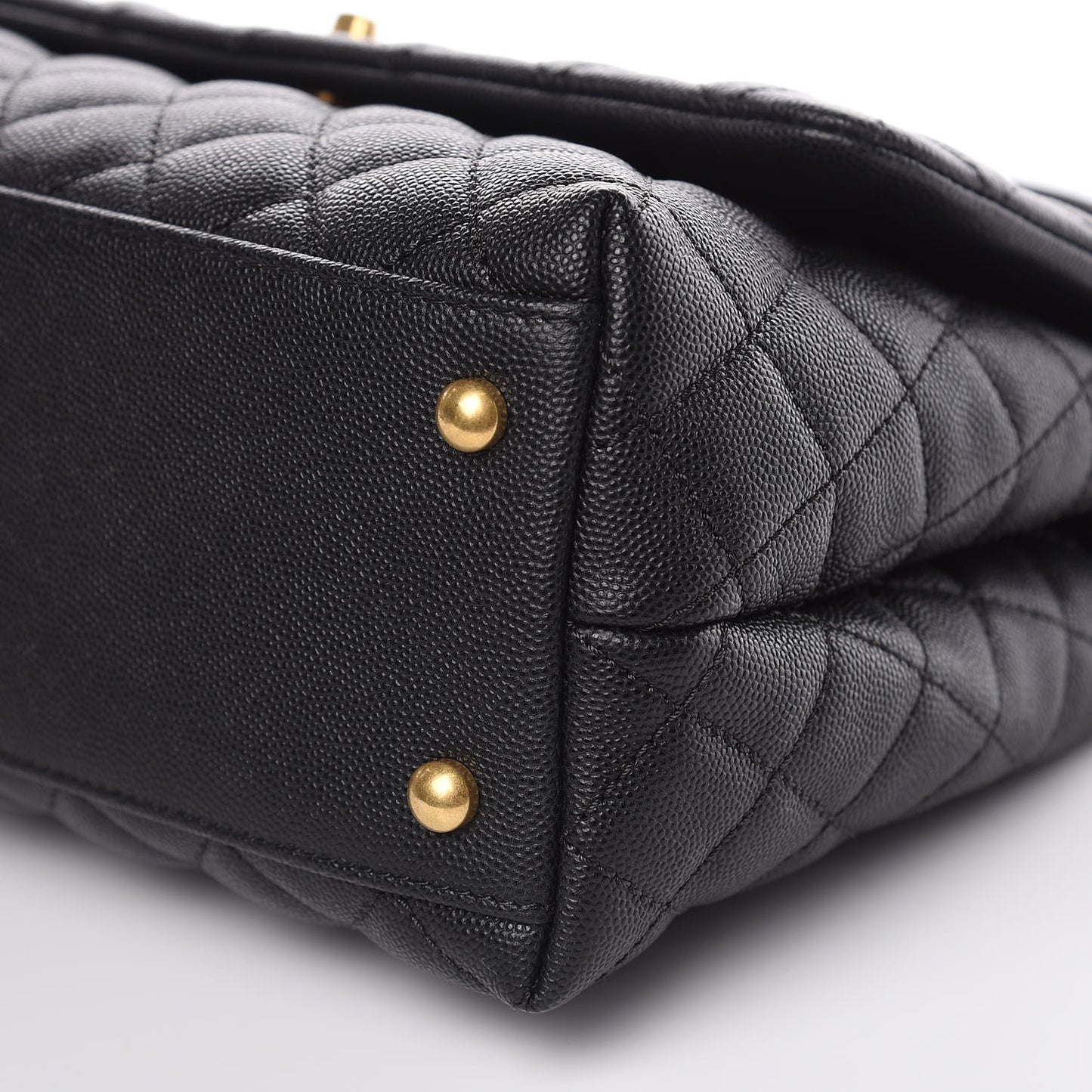 Caviar Quilted Small Coco Handle Flap Black