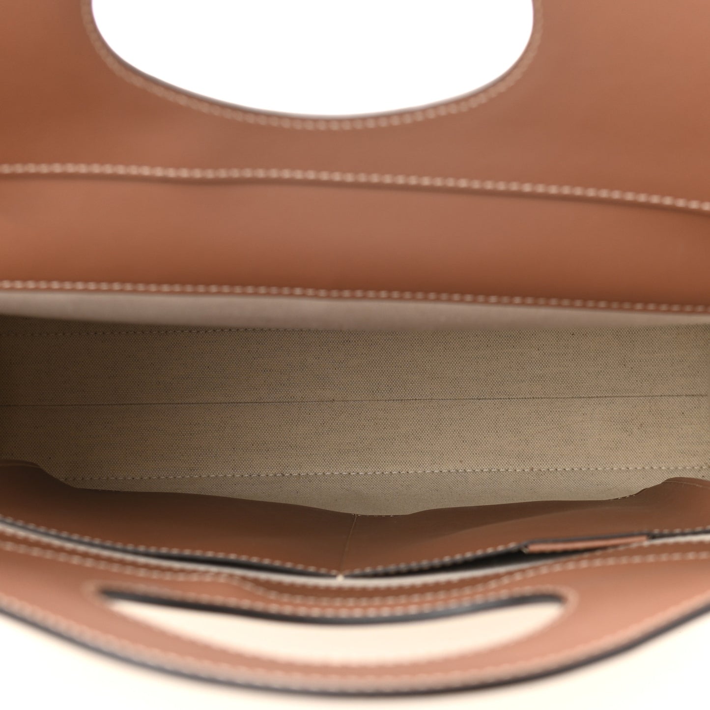 Canvas Smooth Calfskin Two Tone Medium Pocket Bag Natural Malt Brown