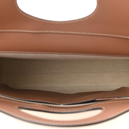 Burberry Canvas Smooth Calfskin Two Tone Medium Pocket Bag Natural Malt Brown 5 of 9