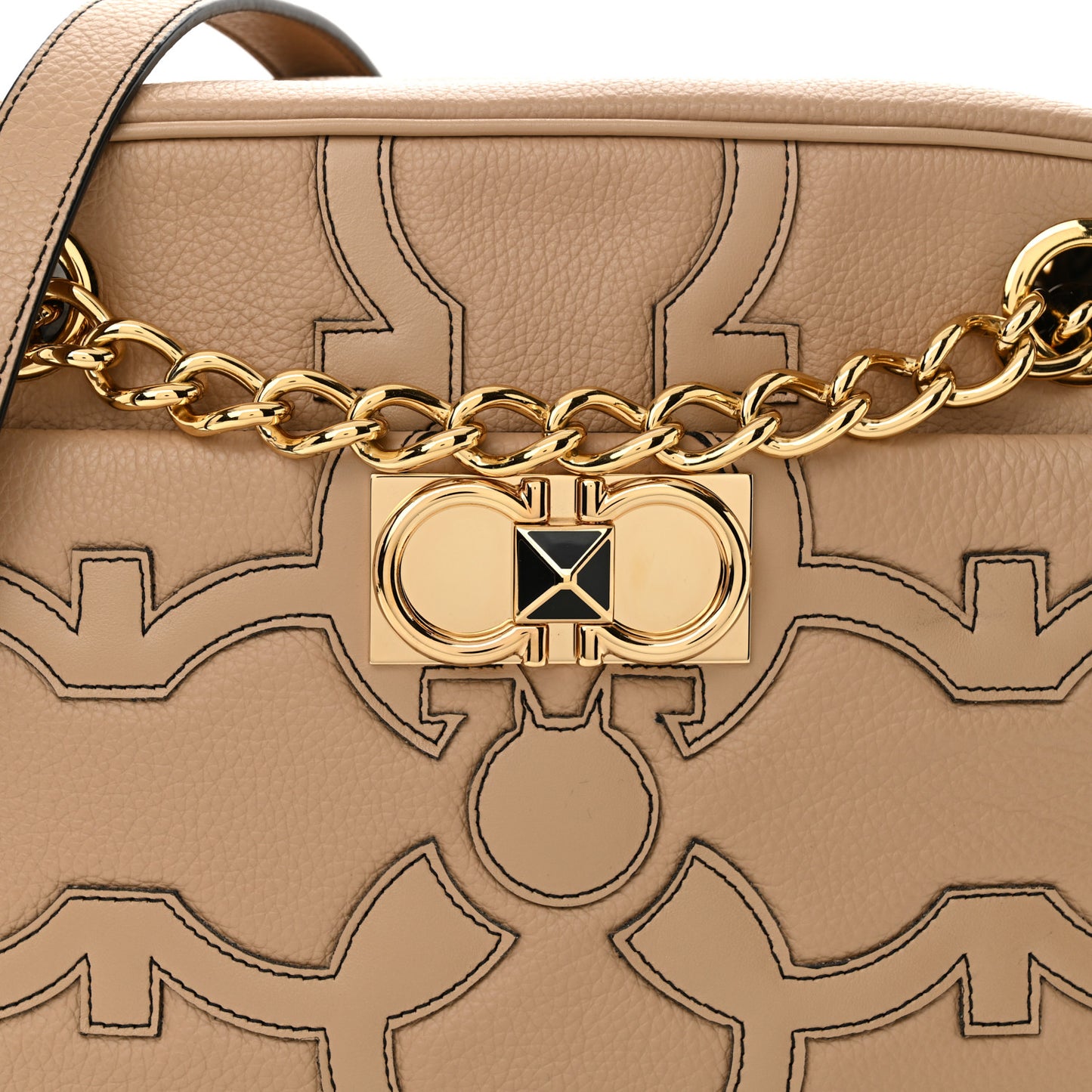 Calfskin Gancini Shoulder Bag Beige