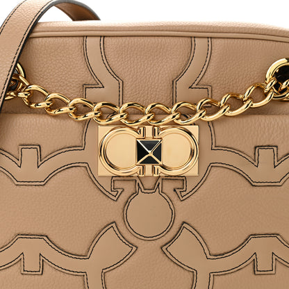 Salvatore Ferragamo Calfskin Gancini Shoulder Bag Beige 8 of 10