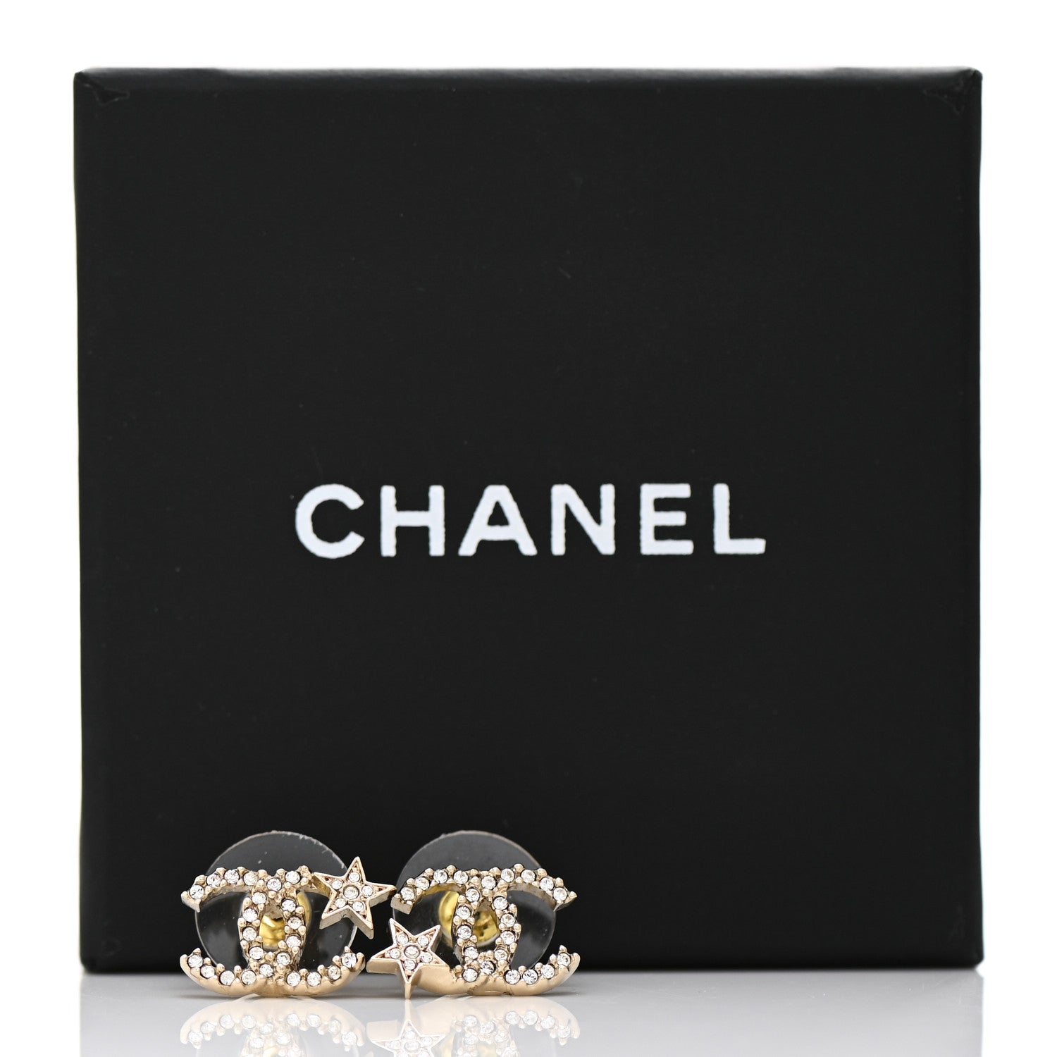 Chanel Crystal CC Starfall Earrings Gold 5 of 5