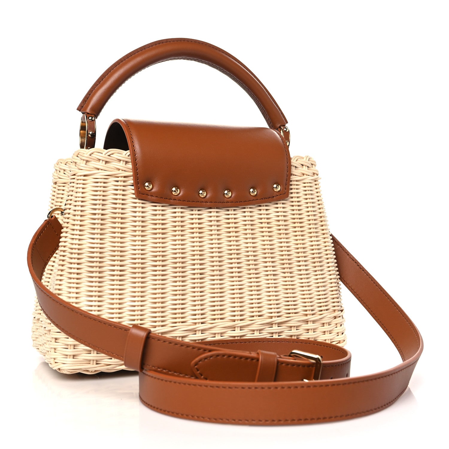 Louis Vuitton Rattan Calfskin Capucines BB Tan 3 of 10
