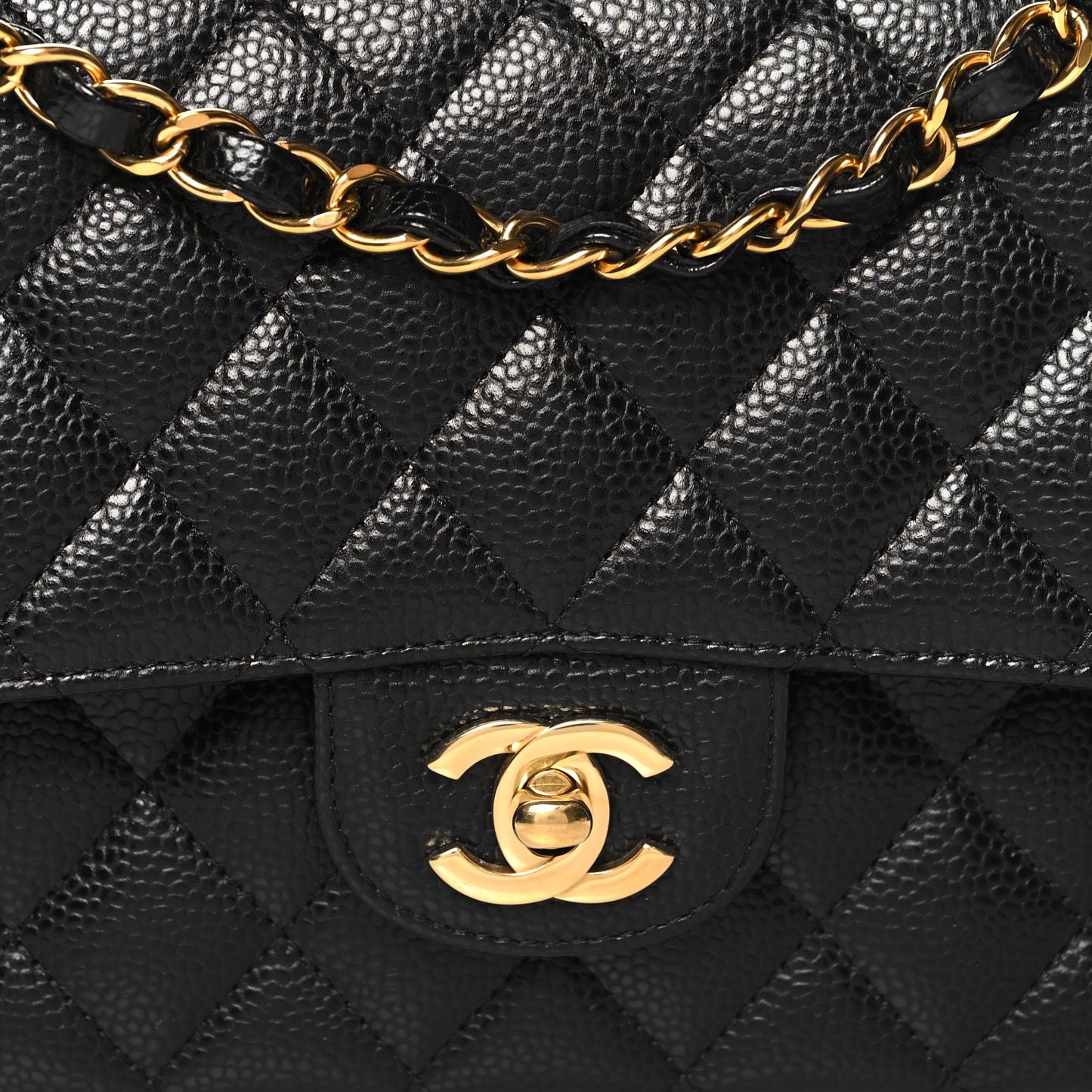 Caviar Quilted Medium Double Flap Black