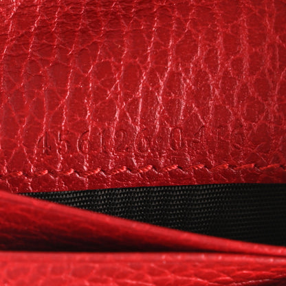 Gucci Pebbled Calfskin GG Marmont Card Case Hibiscus Red 7 of 8