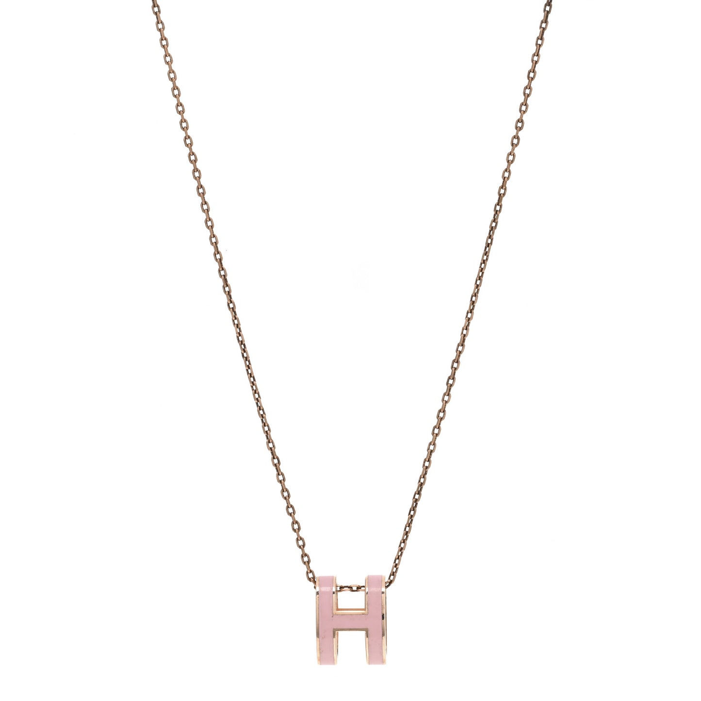 Lacquered Rose Gold Pop H Pendant Necklace Rose Dragee
