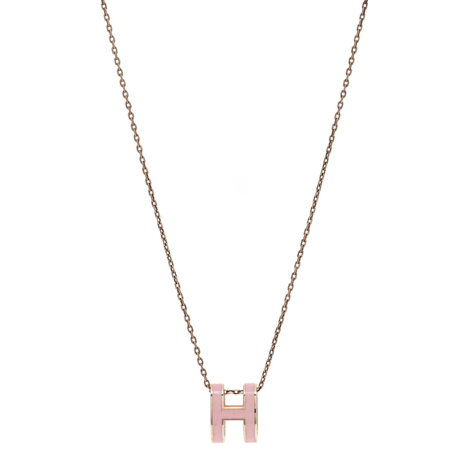 Hermes Lacquered Rose Gold Pop H Pendant Necklace Rose Dragee 1 of 4