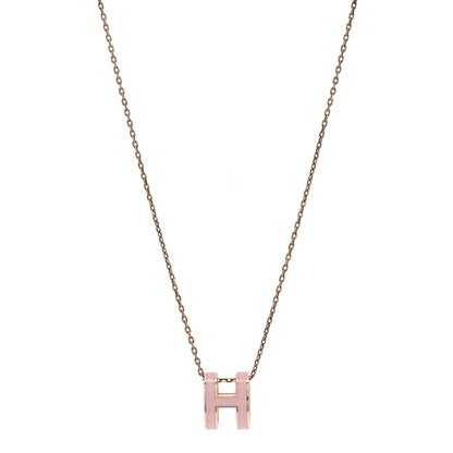 Hermes Lacquered Rose Gold Pop H Pendant Necklace Rose Dragee 1 of 4