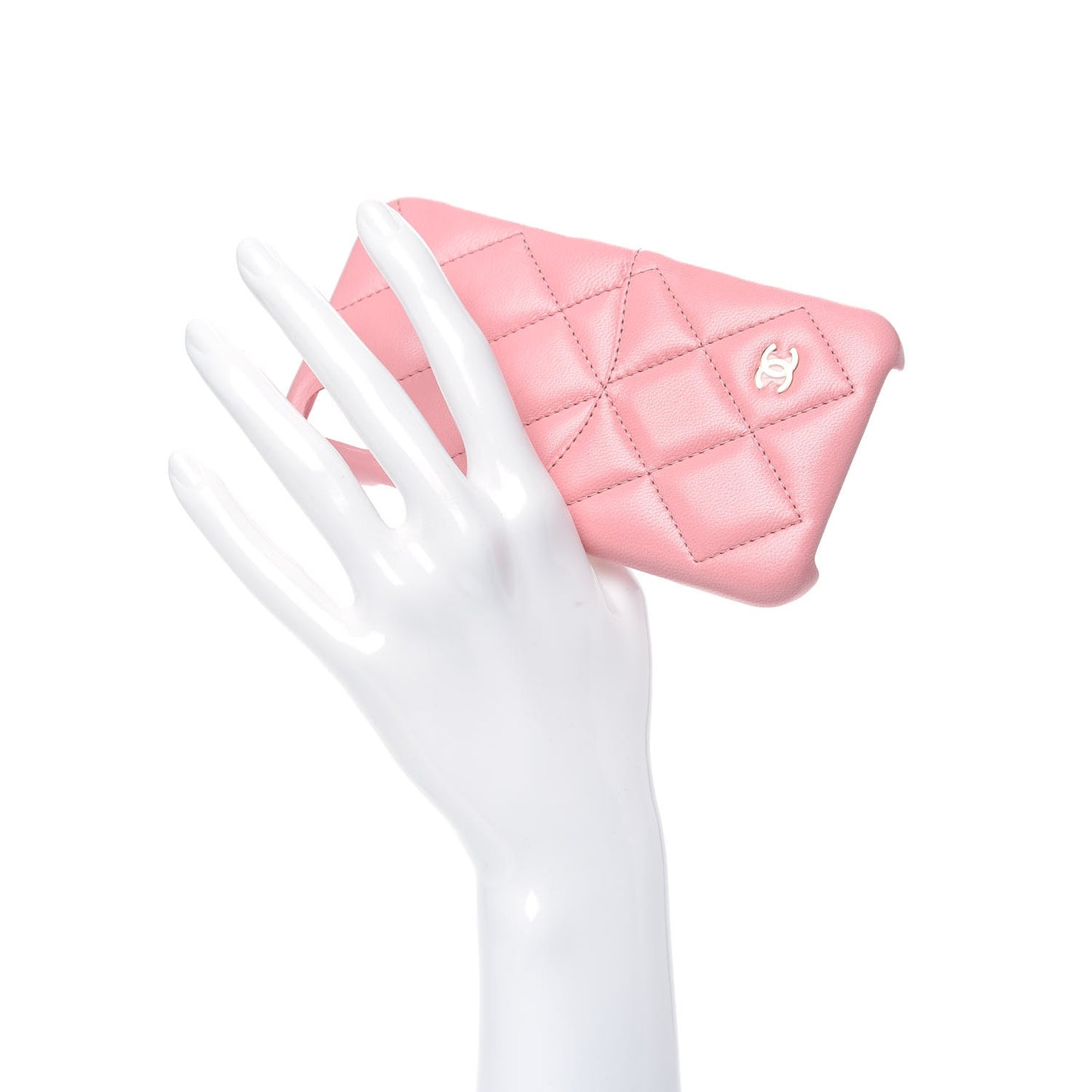 Lambskin Quilted iPhone X Coco Tech Case Pink