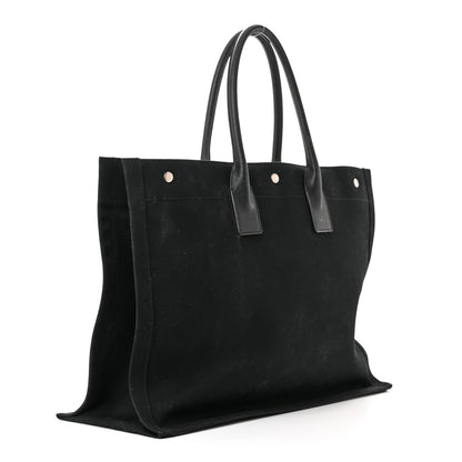 Saint Laurent Linen Calfskin Rive Gauche Tote Black 3 of 13