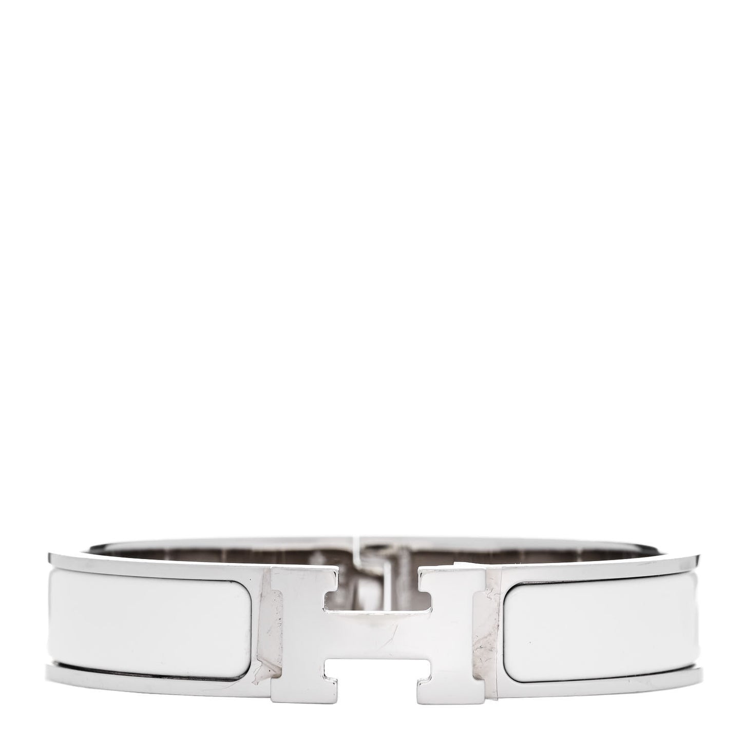 Enamel Narrow Clic Clac H Bracelet PM White