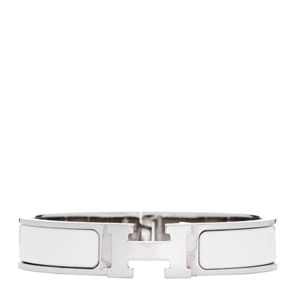 Hermes Enamel Narrow Clic Clac H Bracelet PM White 1 of 5