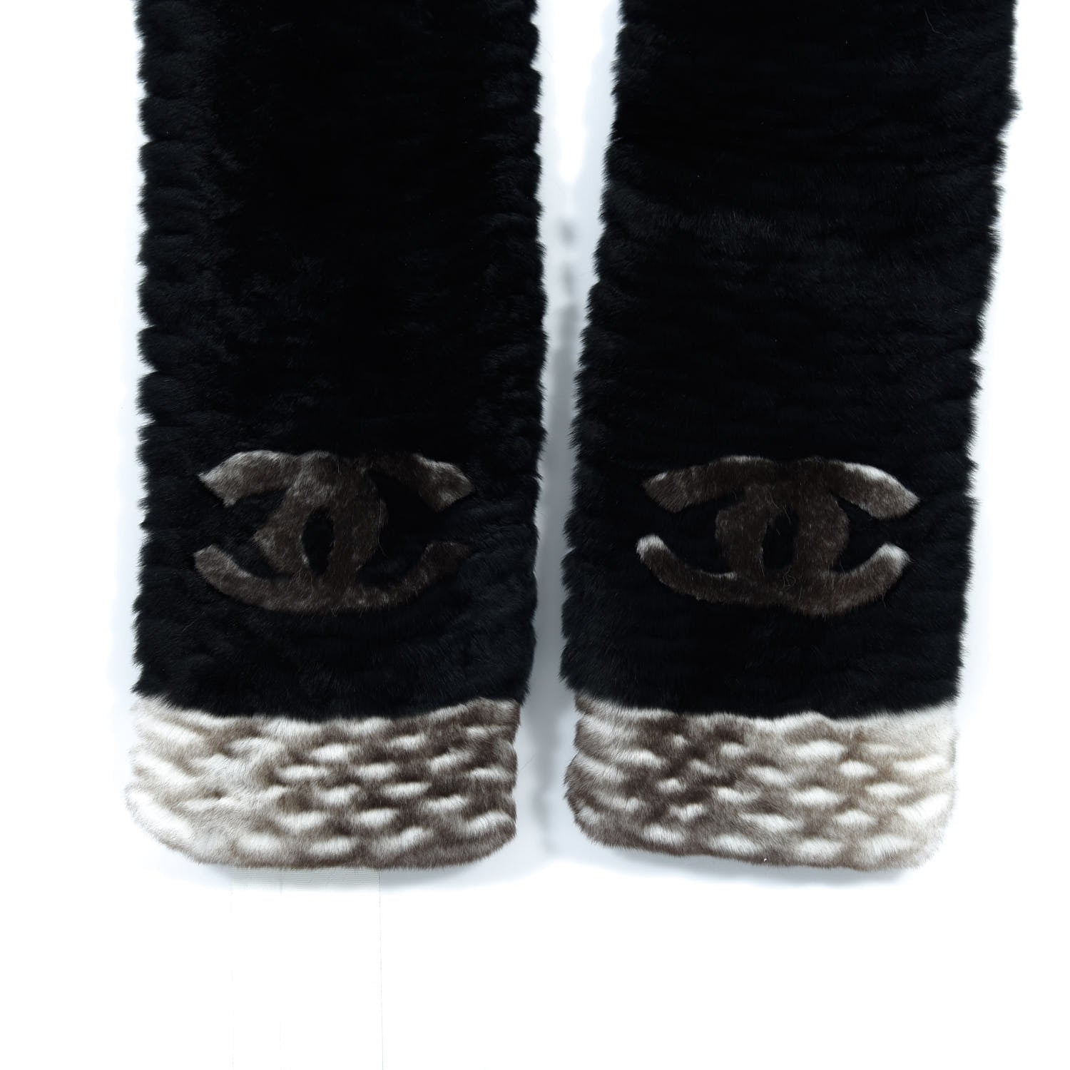 Chanel Orylag Rabbit Fur CC Scarf Black 2 of 2