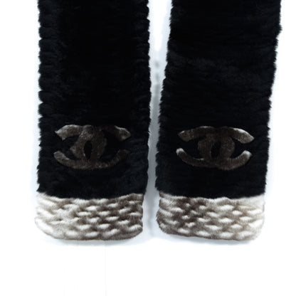 Chanel Orylag Rabbit Fur CC Scarf Black 2 of 2