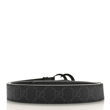Gucci GG Supreme Monogram Plutone Calfskin Enamel Monochrome Double G 30mm Belt 110 44 Black Opaco Black 2 of 3