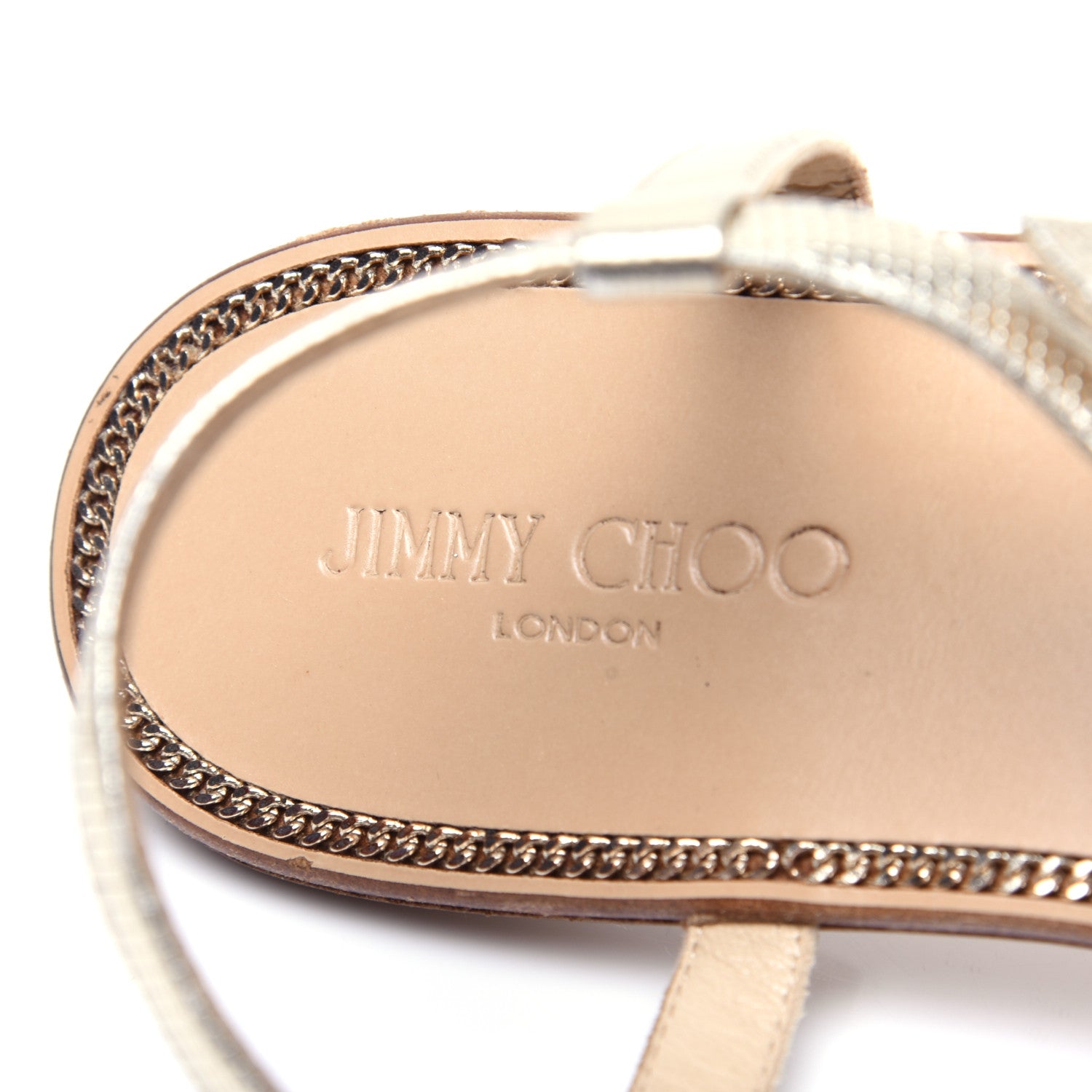 Jimmy Choo Metallic Calfskin Wave Thong Sandals 39 Champagne 7 of 12