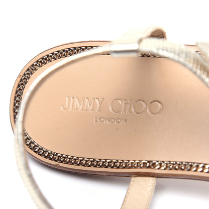 Jimmy Choo Metallic Calfskin Wave Thong Sandals 39 Champagne 7 of 12