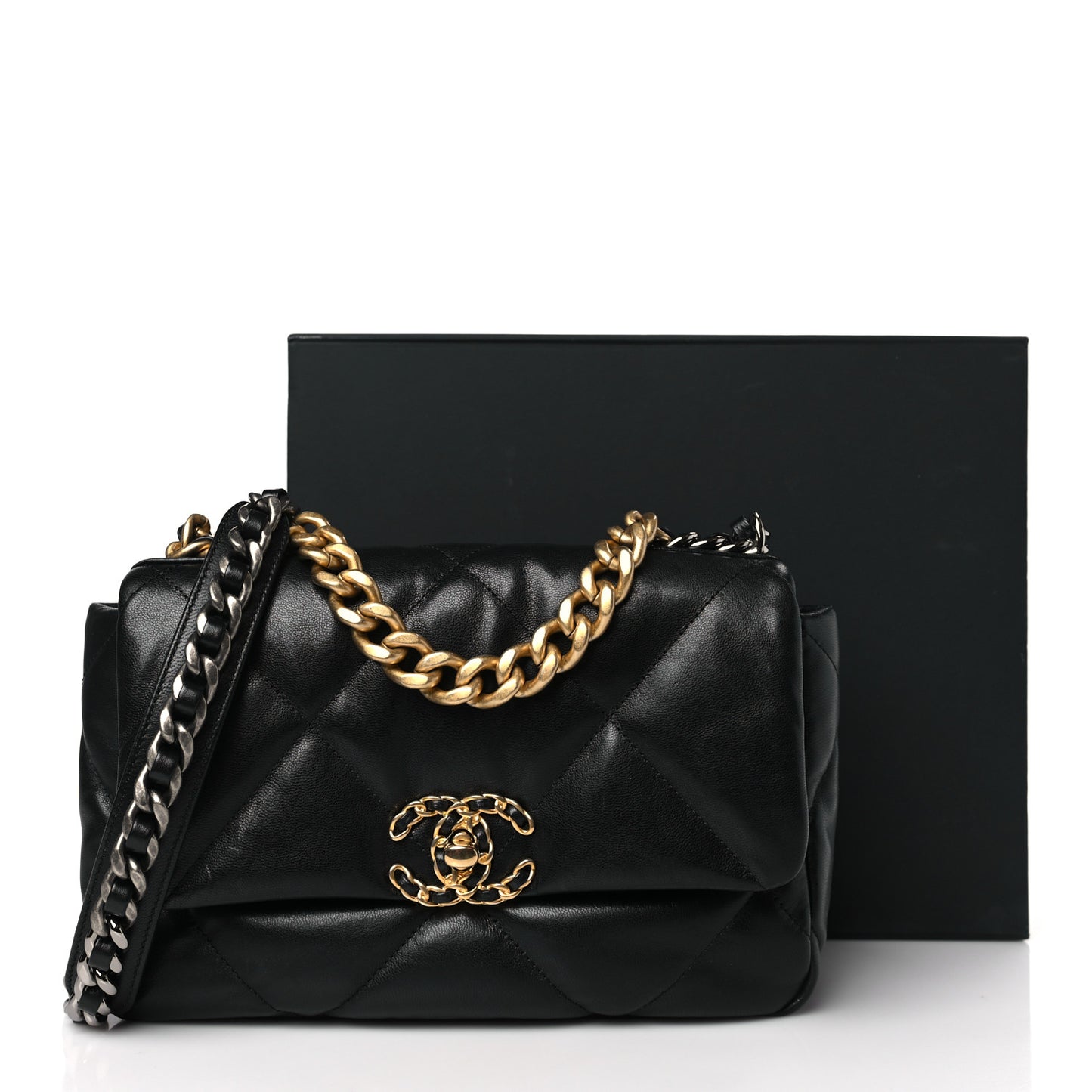 Lambskin Quilted Medium Chanel 19 Flap Black