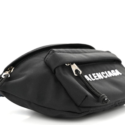 Balenciaga Sport Nylon Logo Embroidered Wheel Belt Bag Black White 8 of 10