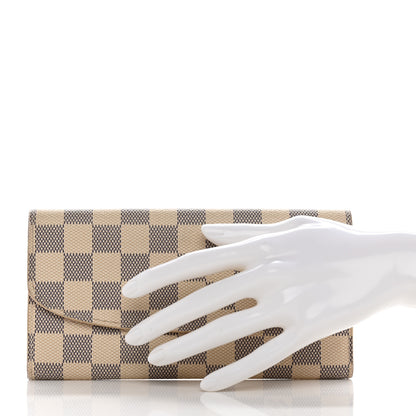 Louis Vuitton Damier Azur Emilie Wallet Rose Ballerine 2 of 8