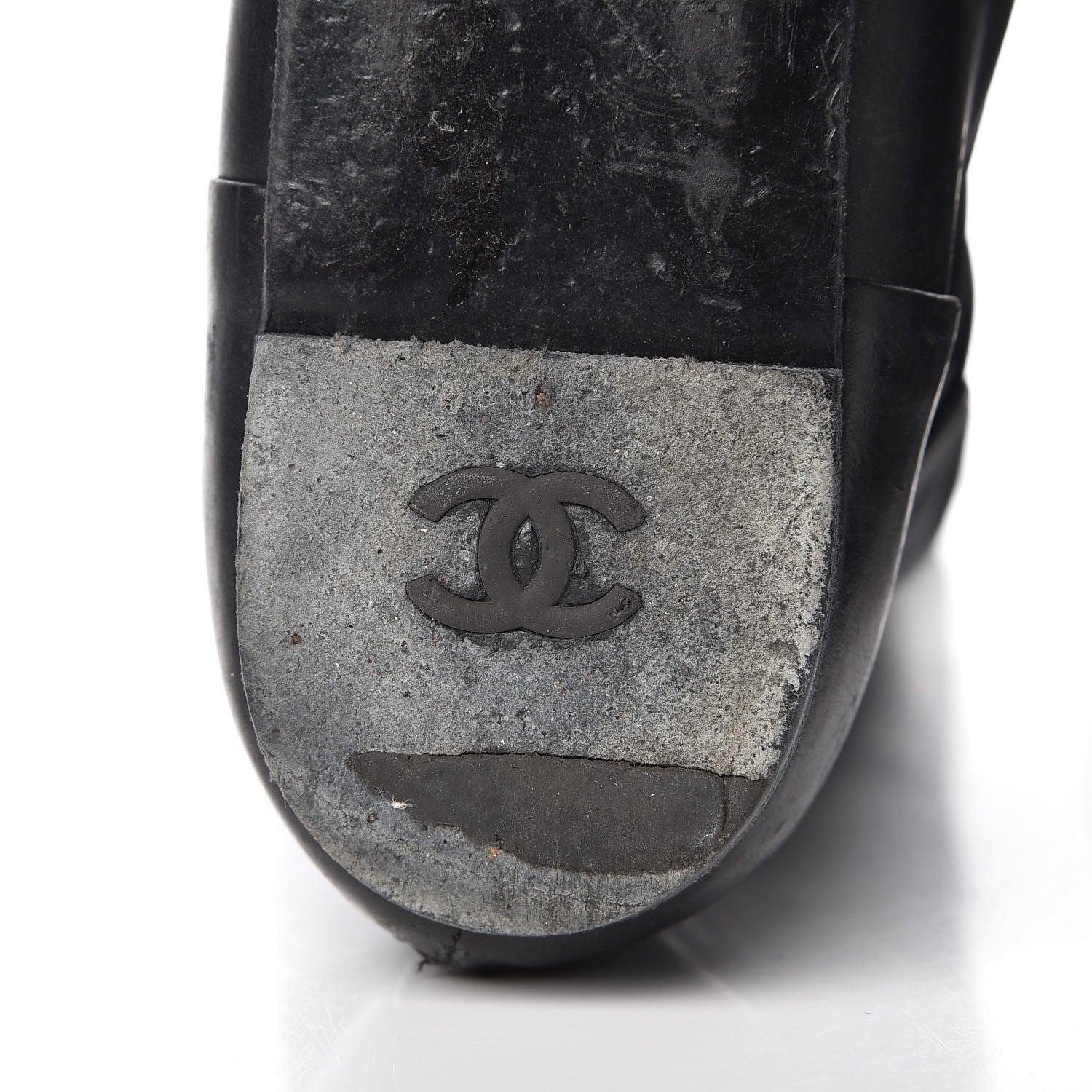 Chanel Lambskin Patent Cap Toe CC High Boots 38 Black 15 of 18