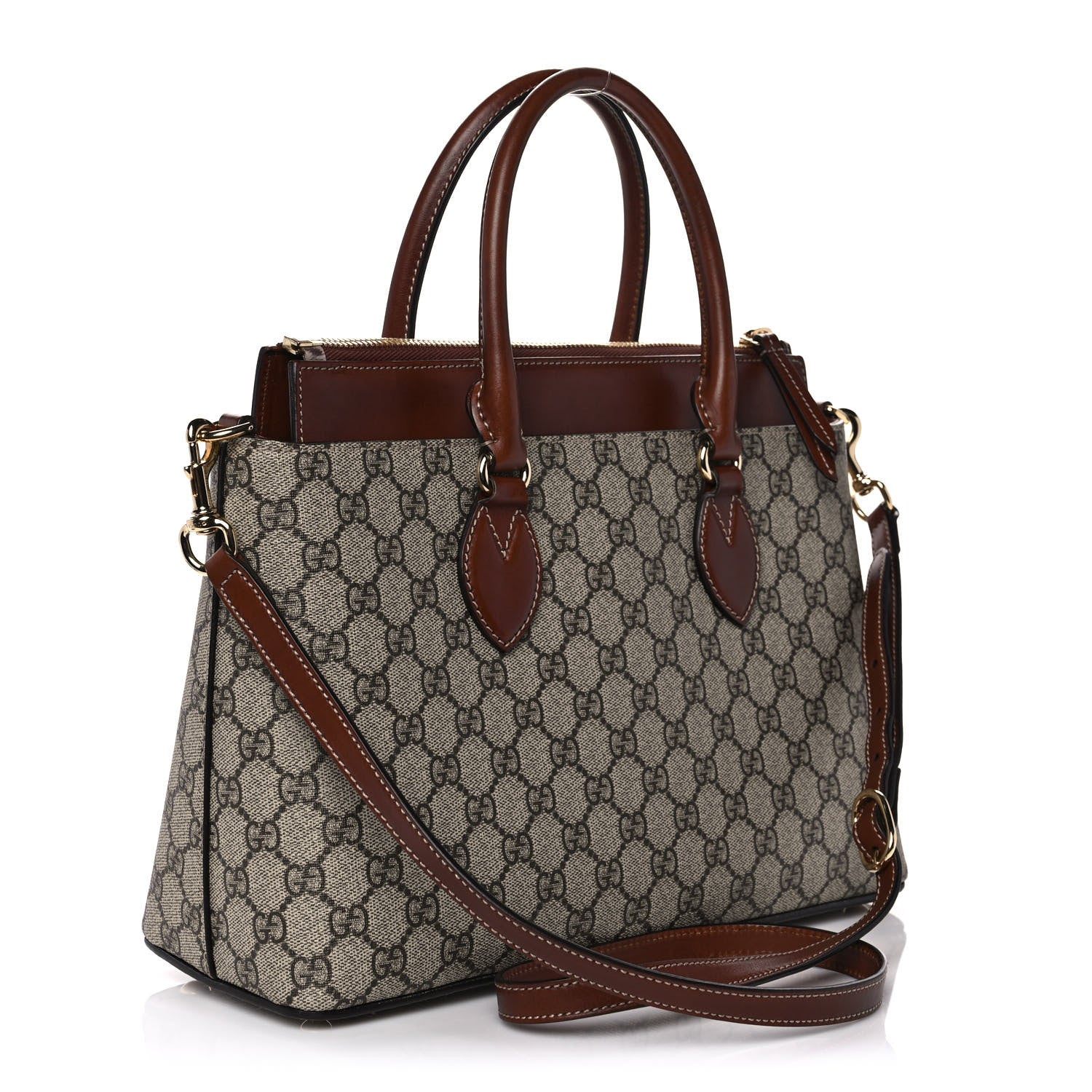 Gucci GG Supreme Monogram Small Zip Top Tote Beige Tuscany 3 of 10