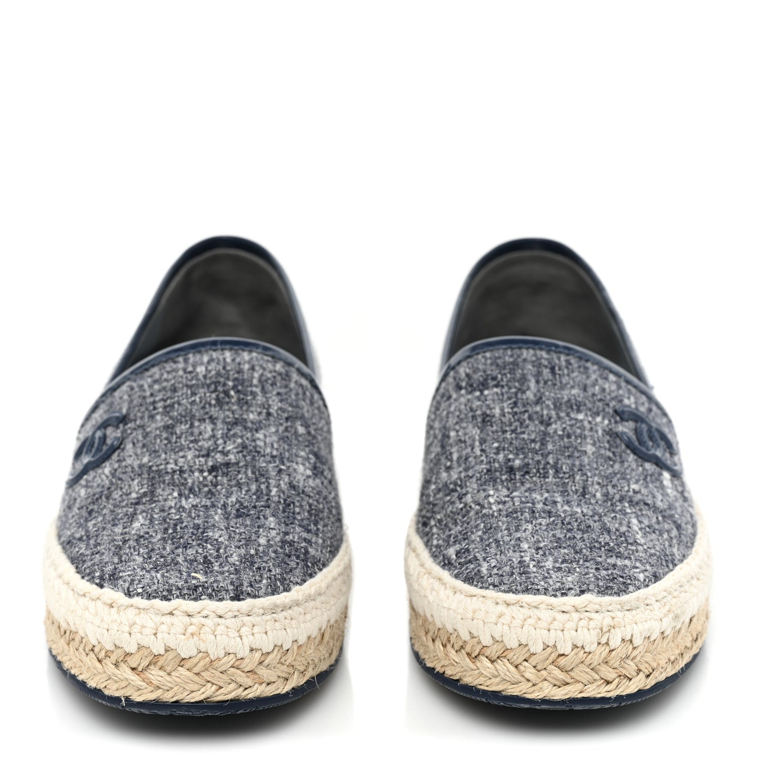 Chanel Fabric Patent Calfskin CC Espadrilles 37 Blue 2 of 11