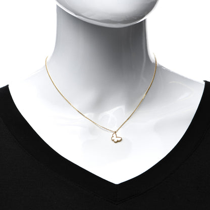 Van Cleef & Arpels 18K Yellow Gold Mother of Pearl Sweet Alhambra Butterfly Pendant Necklace 2 of 6