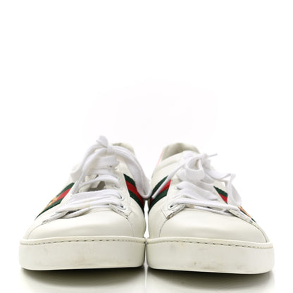 Gucci Calfskin Ayers Bee Embroidered Womens Ace Sneakers 41 White Green 2 of 9