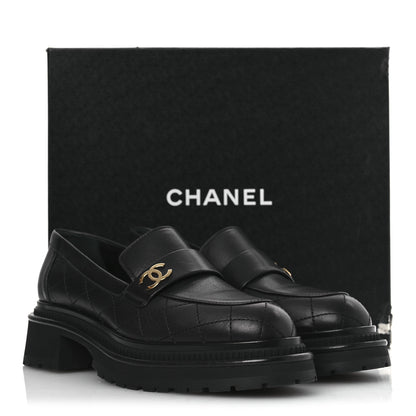 Chanel Calfskin Quilted CC Mocassin Loafers 40.5 Black 11 of 11