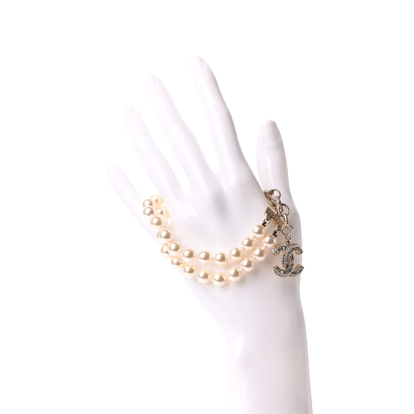 Baguette Crystal Pearl CC Bracelet Silver