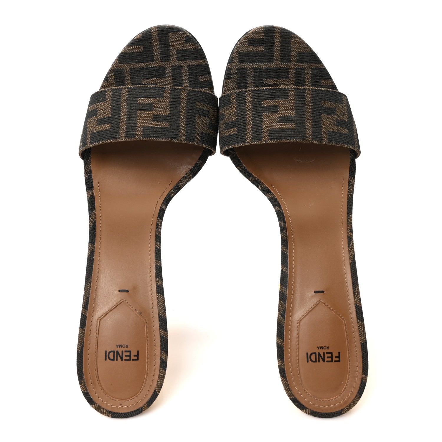 Fendi Fabric Jacquard FF Delfina Sandals 41 Tobacco Moro 3 of 13