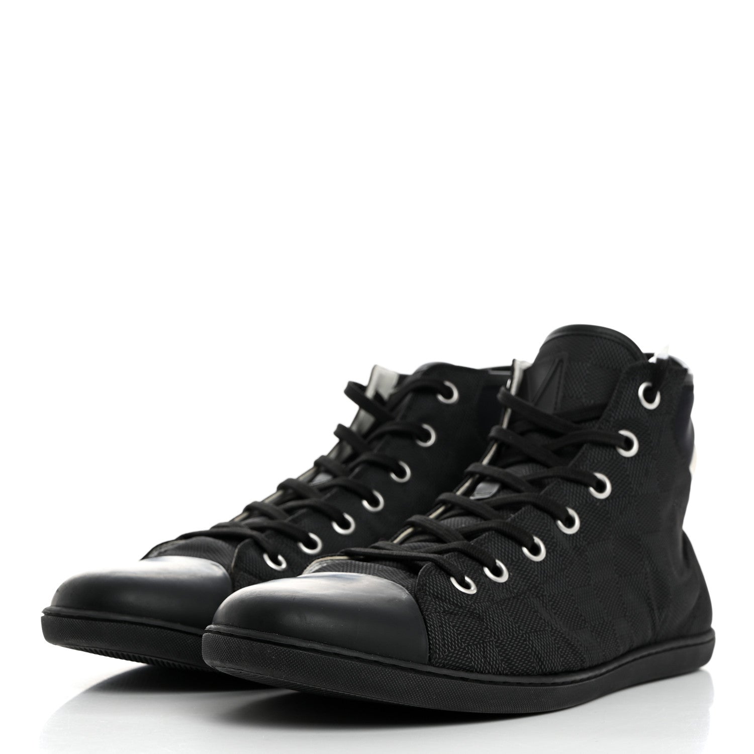 Louis Vuitton Nylon Damier Graphite Baseball High Top Sneaker Boots 11 3 of 9