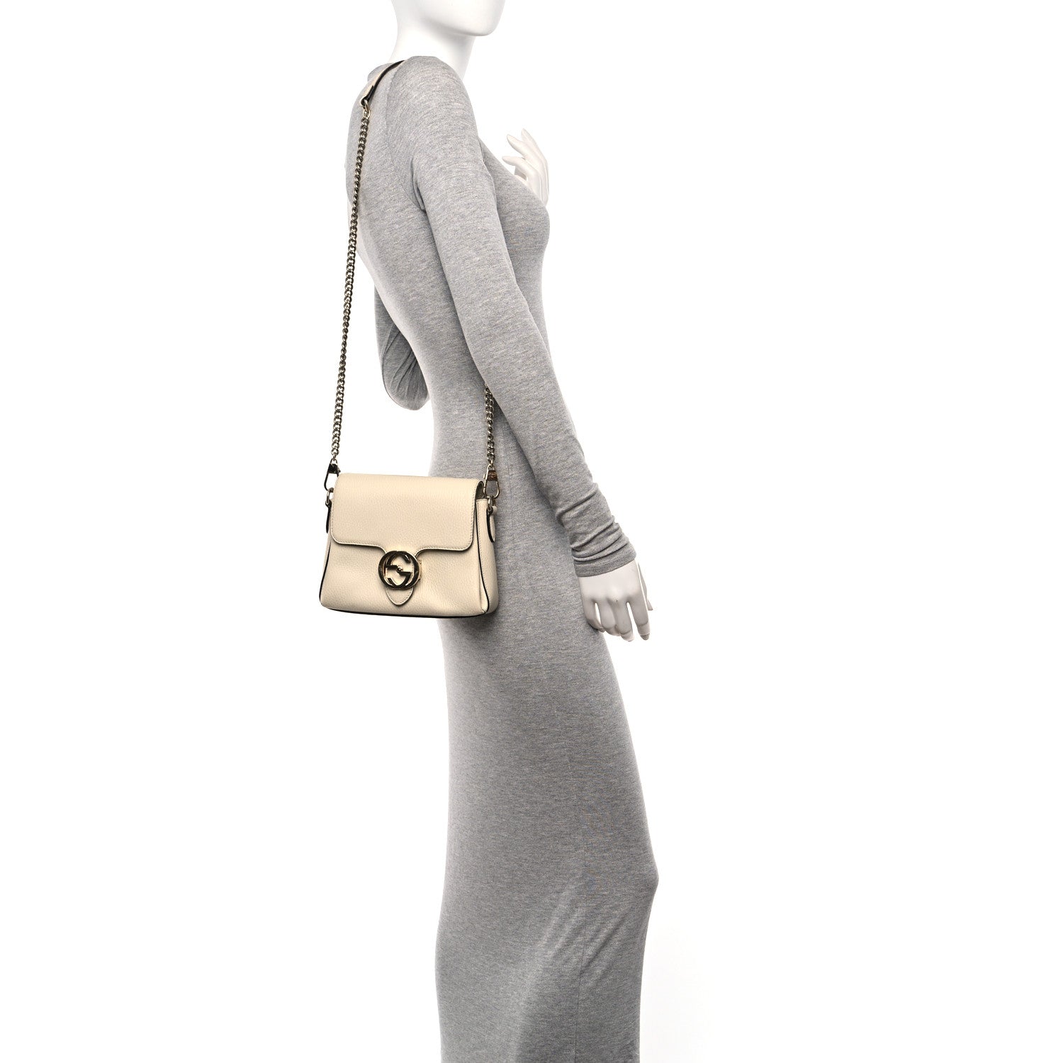 Gucci Dollar Calfskin Interlocking G Crossbody Bag Ivoire 3 of 12